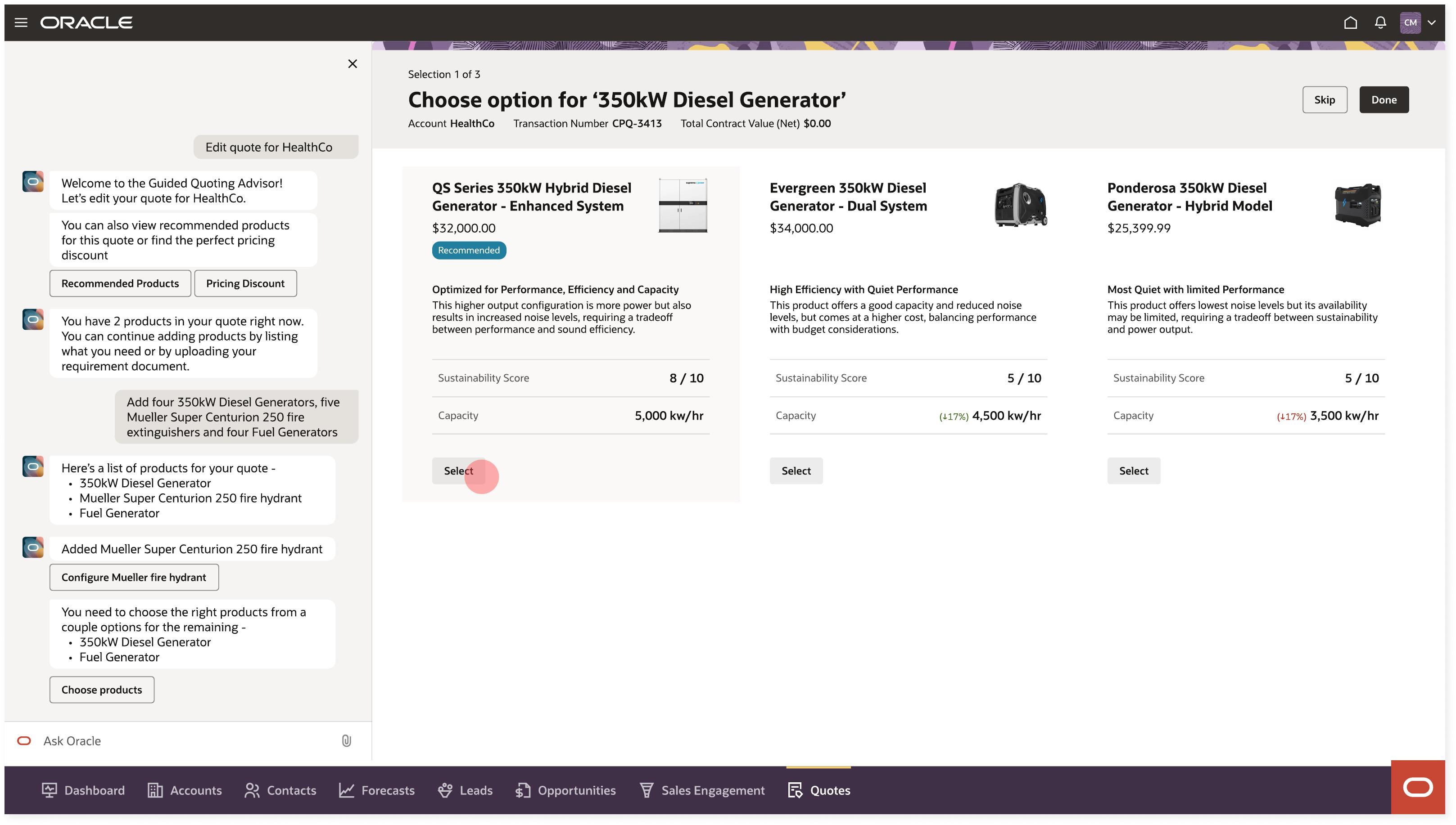 Products added, pricing next step